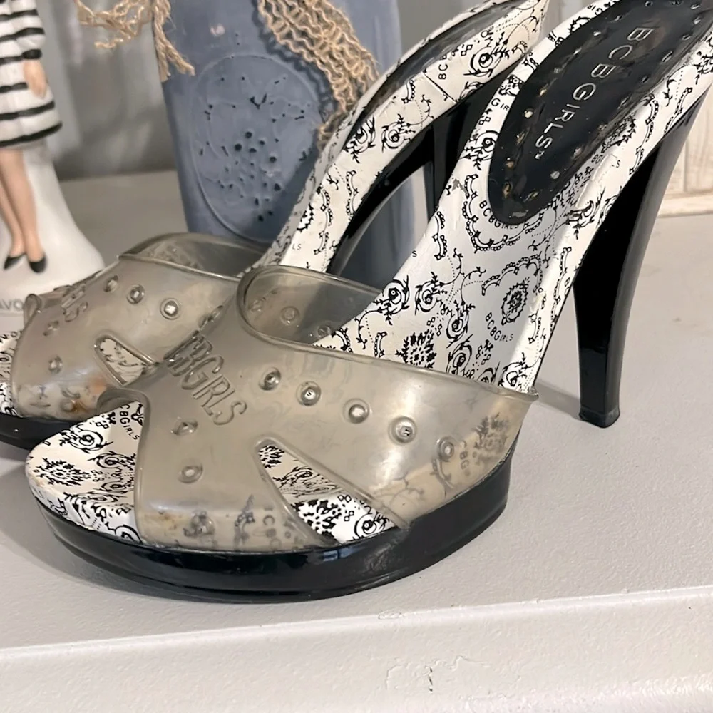 BCBG High Heels Slip On Shoes Open Toe Stilletto